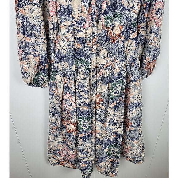 Anthropologie x Moon River Puff Sleeve Boho Cottagecore Lined Midi Dress - Picture 7 of 9